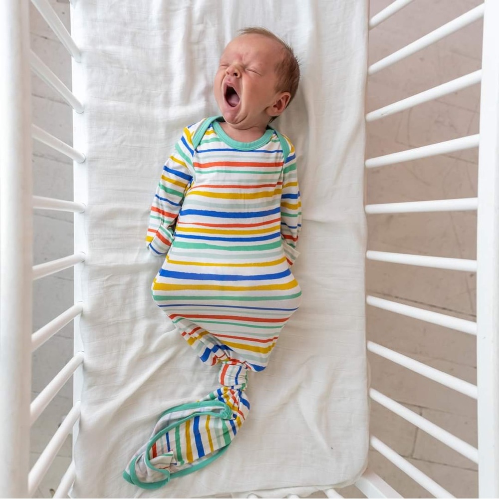 Little Sleepies Summer Stripe Bamboo Viscose Infant Knotted Gown
